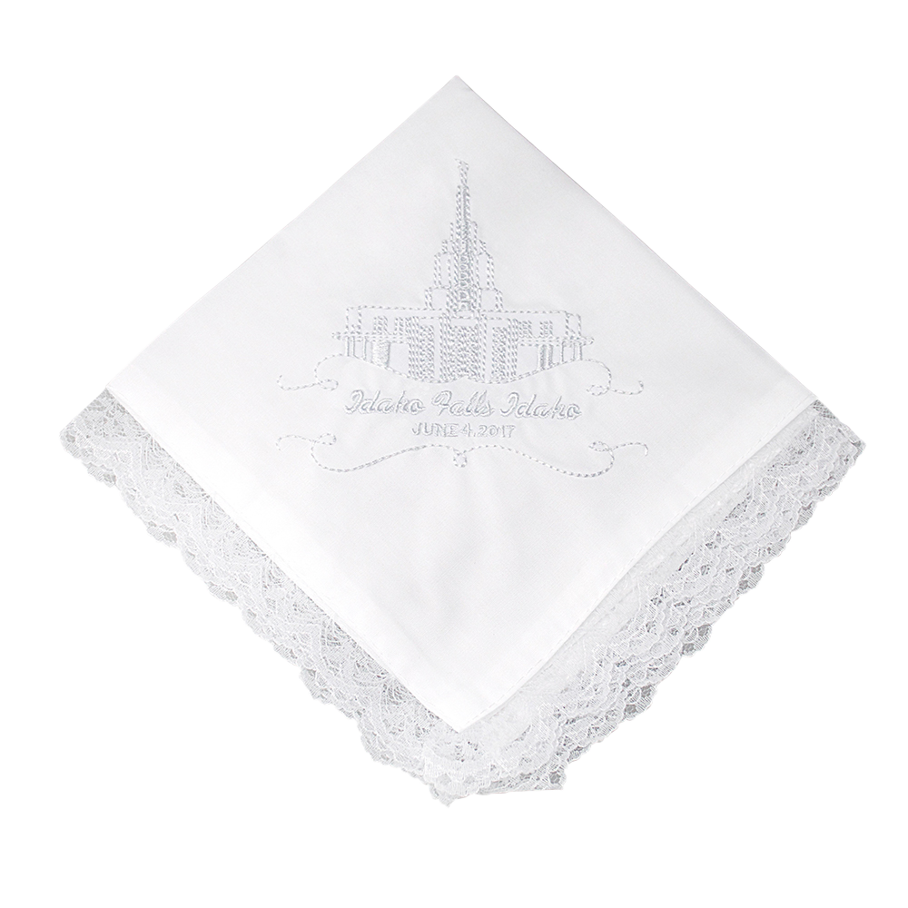 Idaho Falls Idaho Temple Handkerchief - Lace