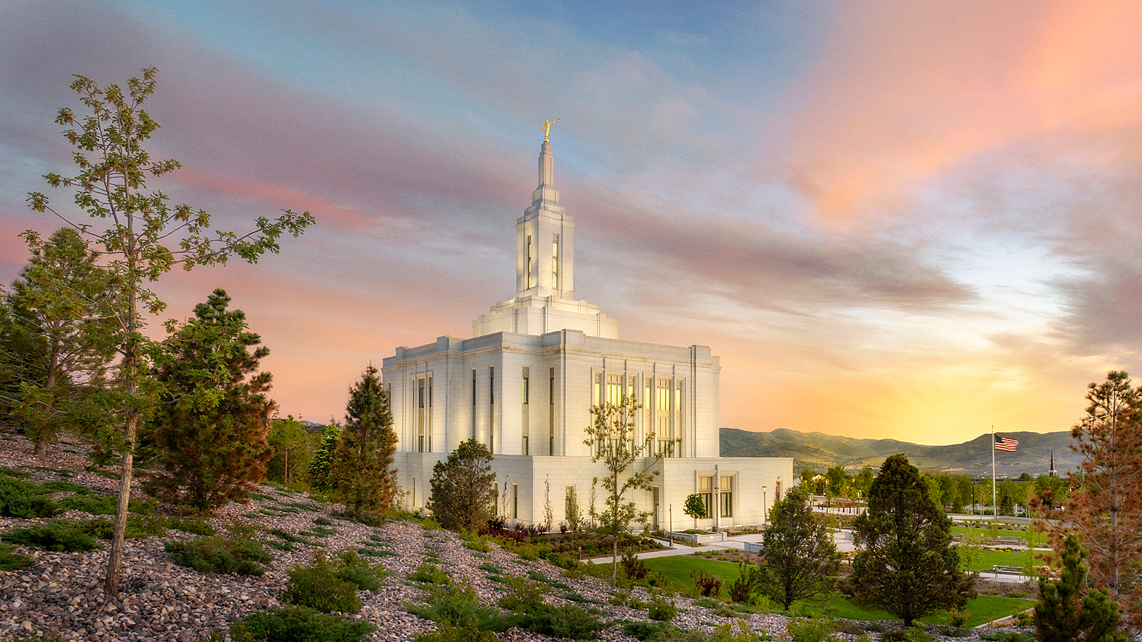 Pocatello Idaho Temple - Fire of the Covenant Series (25x43 Framed Canvas Print), , large