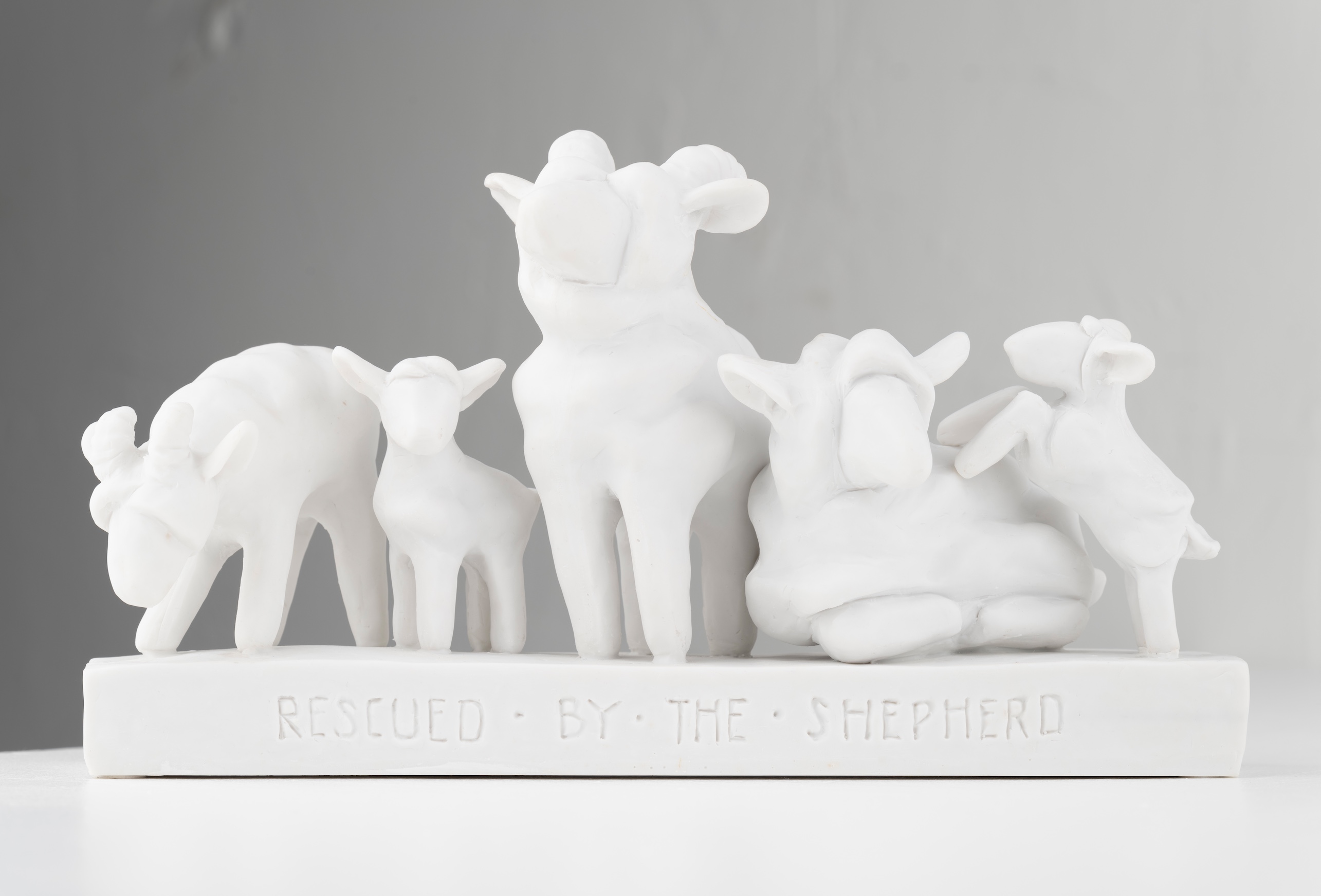 Rescued by the Shepherd Marble Resin Statue