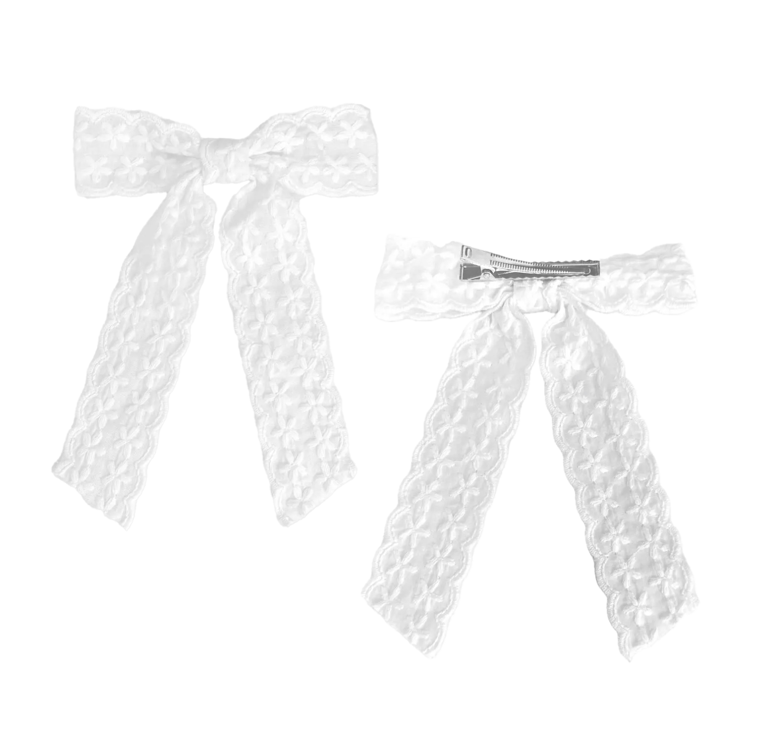 Embroidered Flower Baptism Hair Bow, , large image number 3