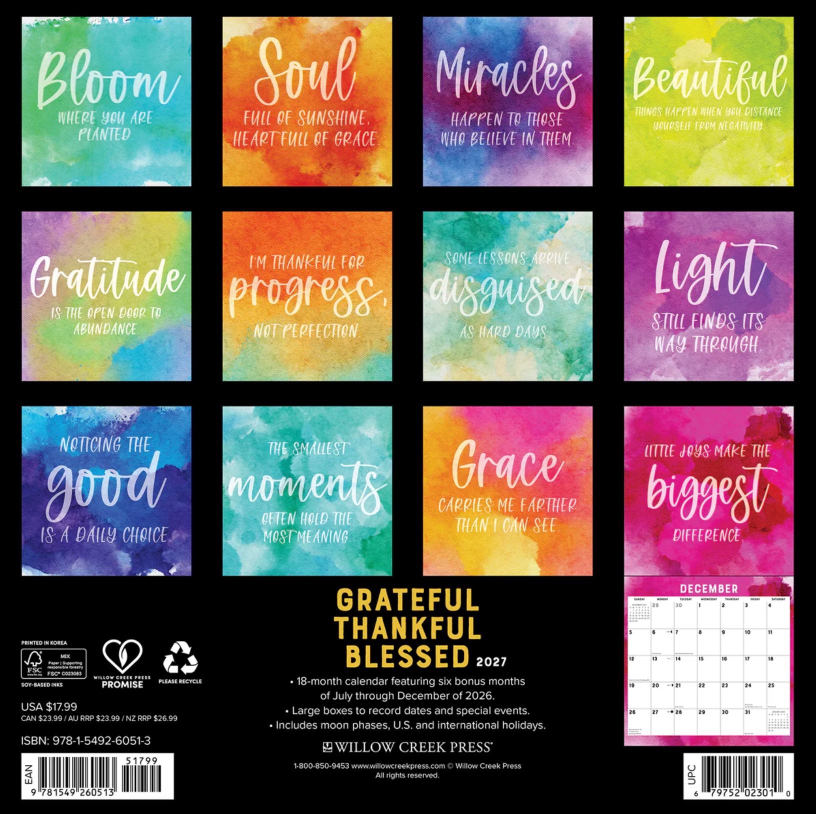 2027 Grateful Thankful Blessed Wall Calendar, , large image number 2