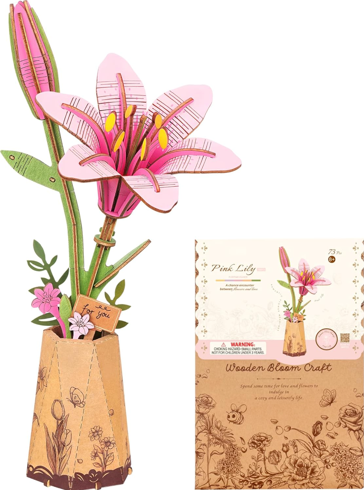 Pink Lily Wooden 73 Piece Puzzle, , large image number 0