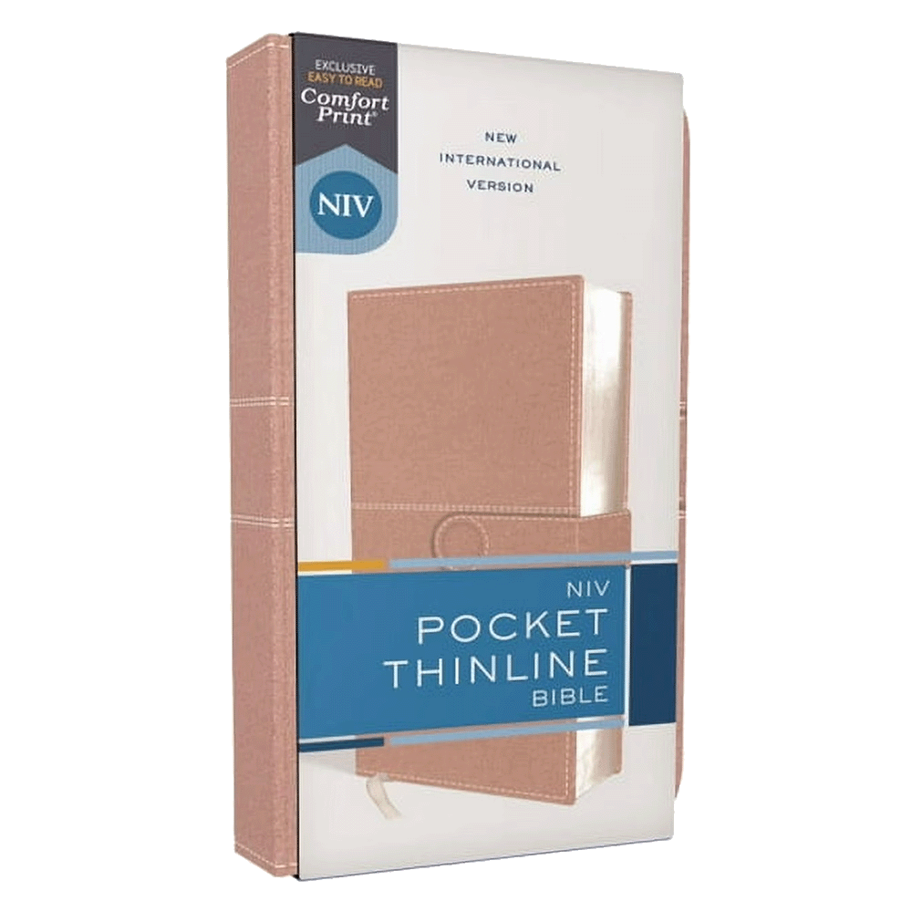 NIV Pocket Thinline Leather Bible Snap Close Pink