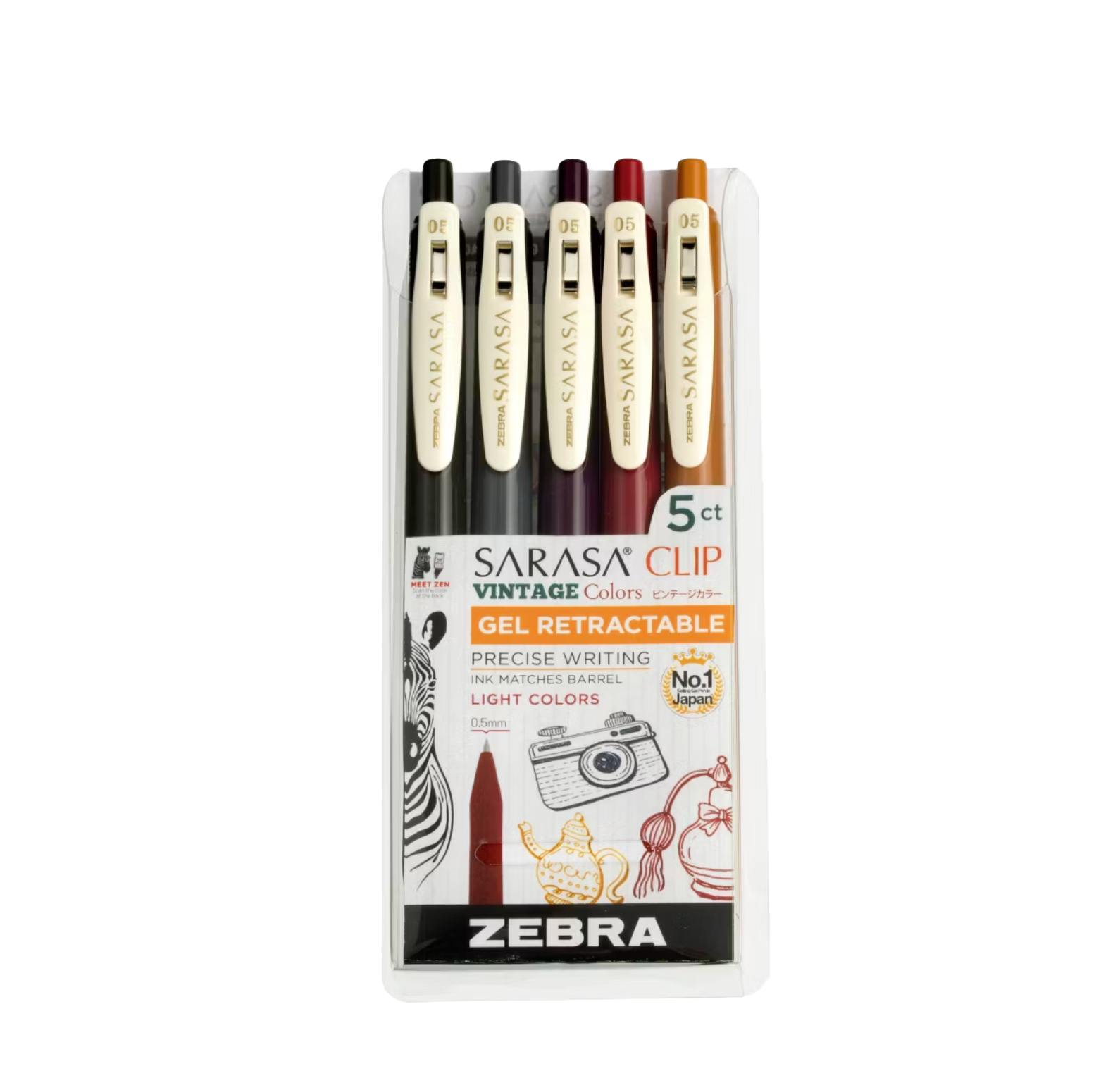 Gel Retractable Vintage Colors Pen Set
