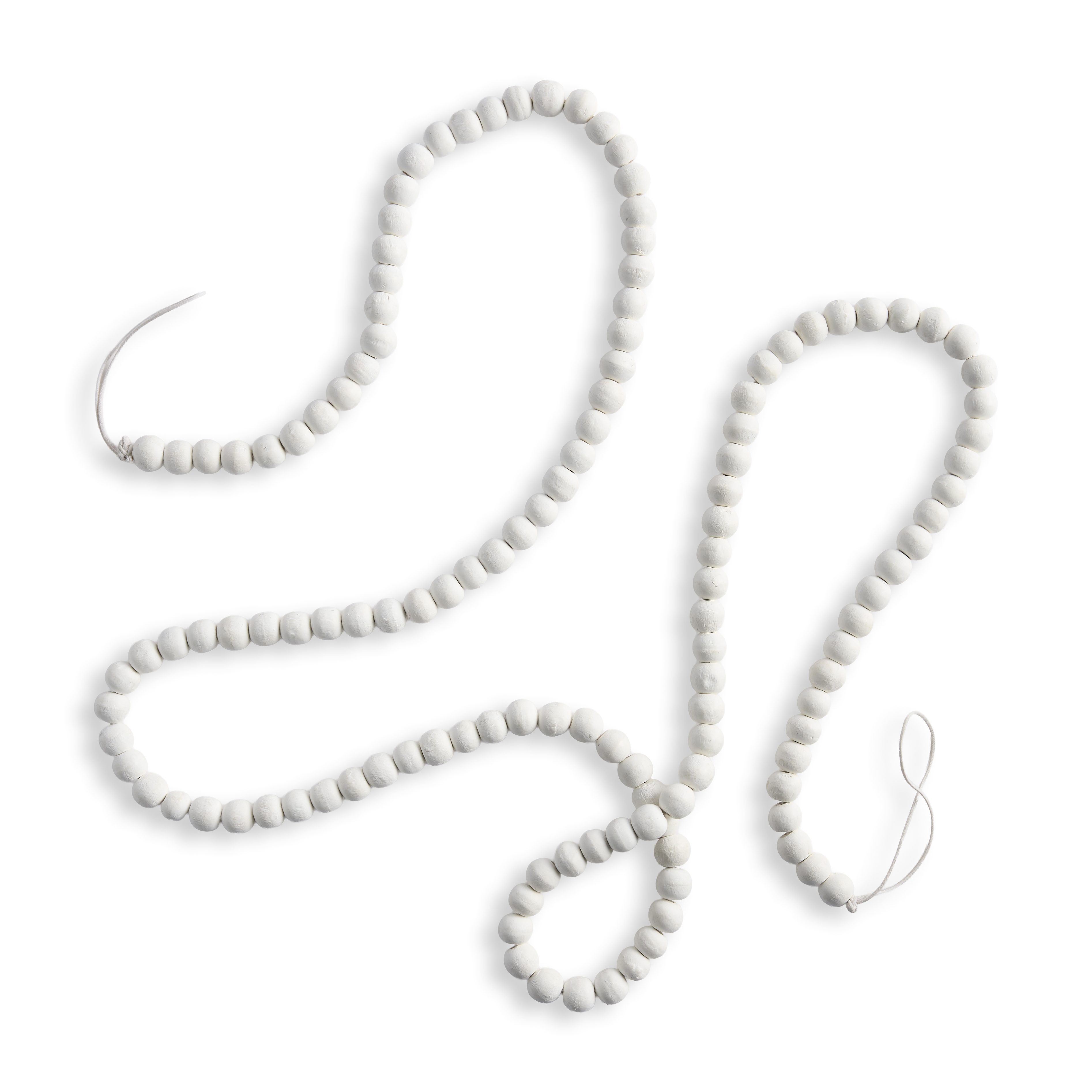 White Wood Beaded Garland, , large image number 0