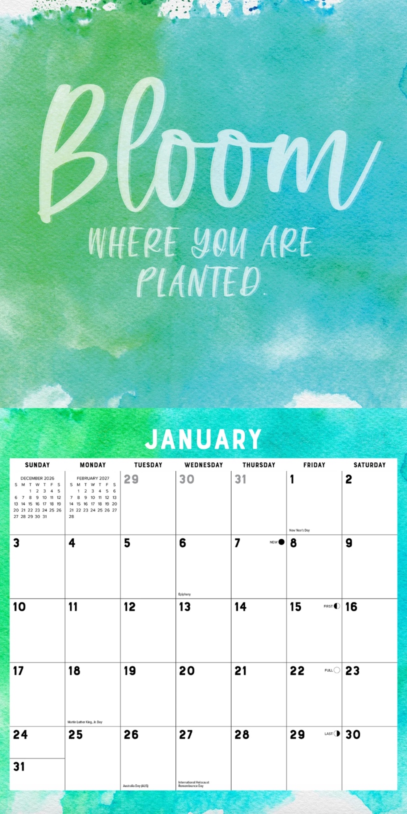 2027 Grateful Thankful Blessed Wall Calendar, , large