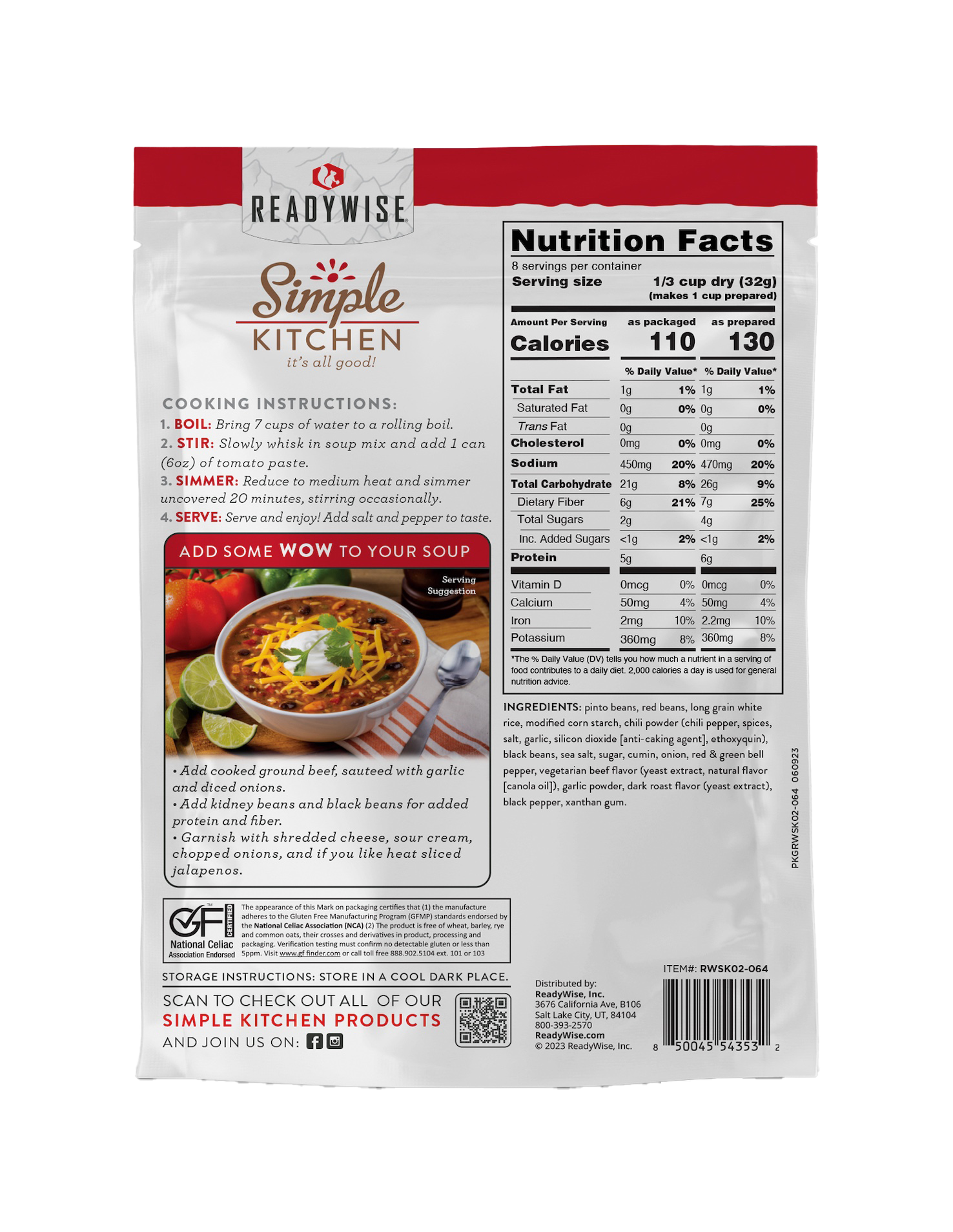 Simple Kitchen Hearty Chili Soup Mix Single Pouch, , large image number 2