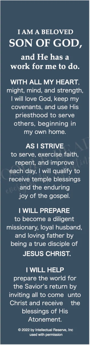 Aaronic Priesthood Theme Bookmark