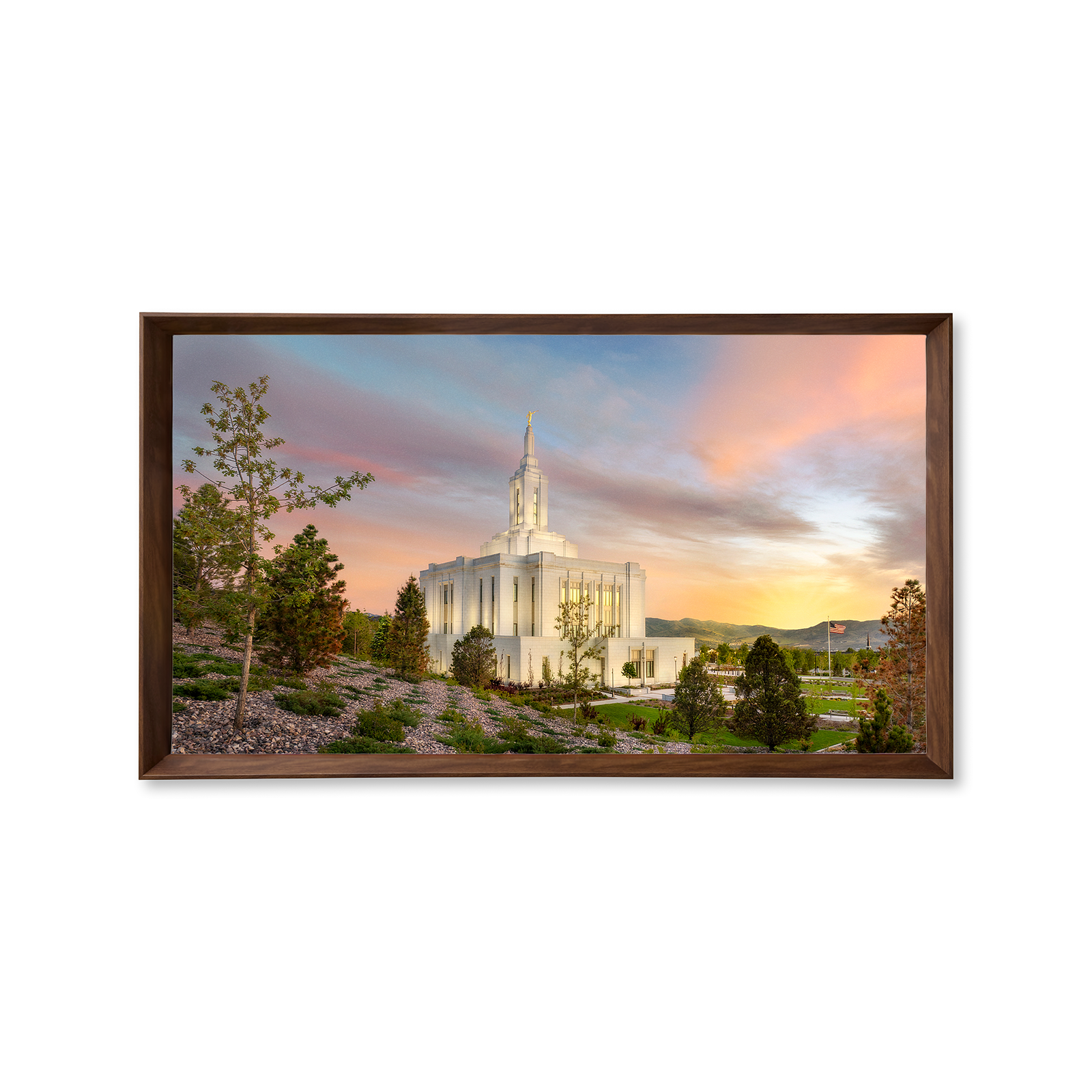 Pocatello Idaho Temple - Fire of the Covenant Series (25x43 Framed Canvas Print)