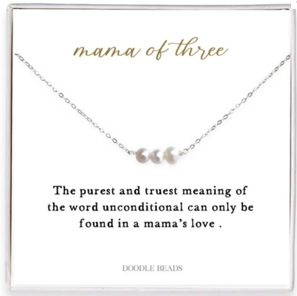 Mama of Three Pearl Necklace