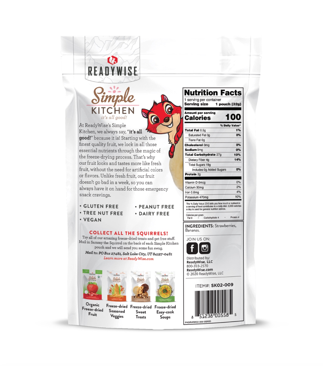 Simple Kitchen Freeze-Dried Strawberries & Bananas Single Pouch, , large