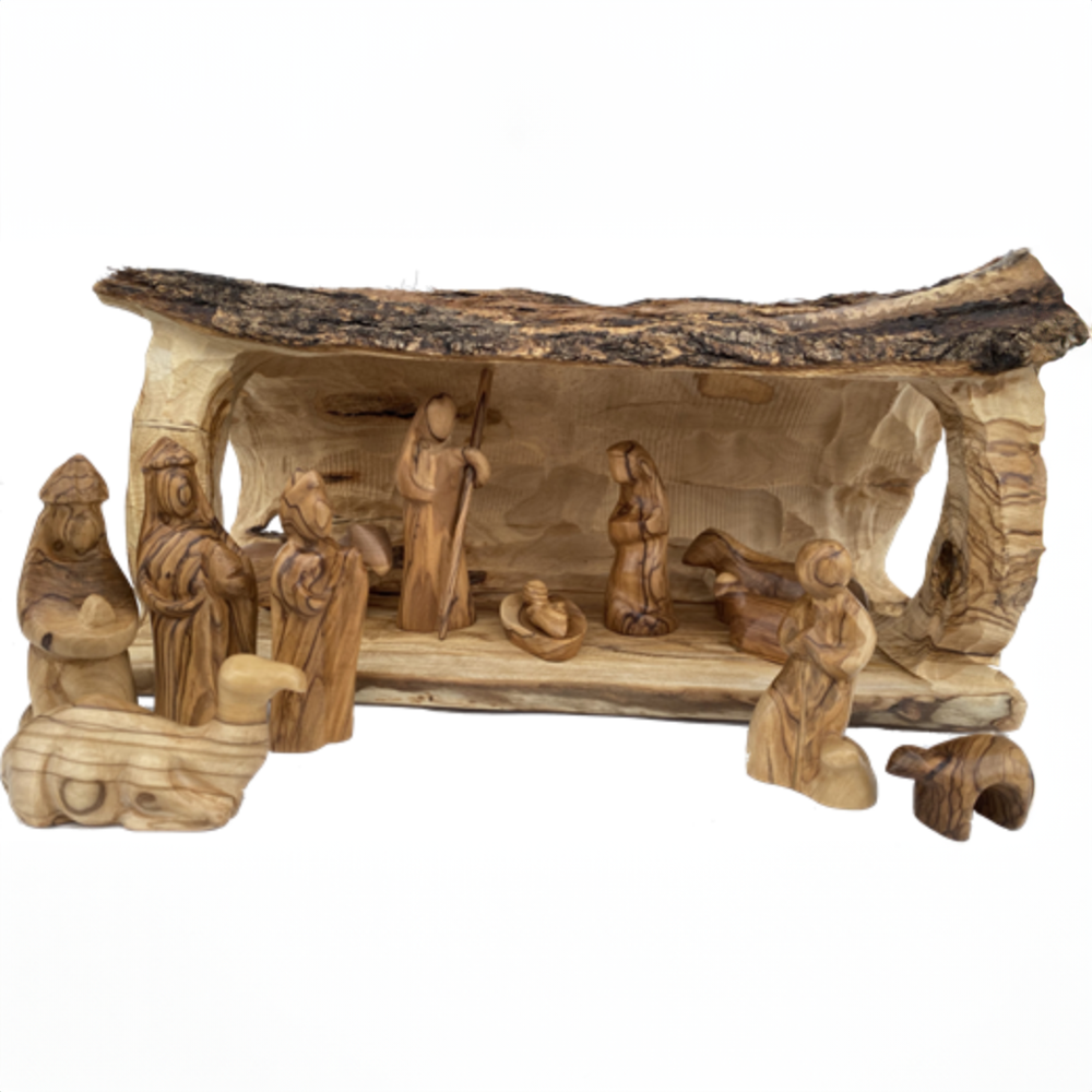 Large Branch Olive Wood Nativity Stable