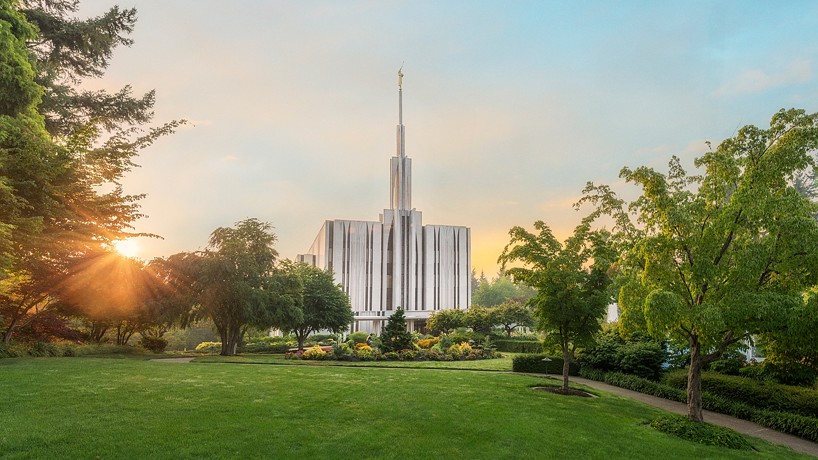 Seattle Washington Temple - Fire of the Covenant Series (25x43 Framed Canvas Print), , large