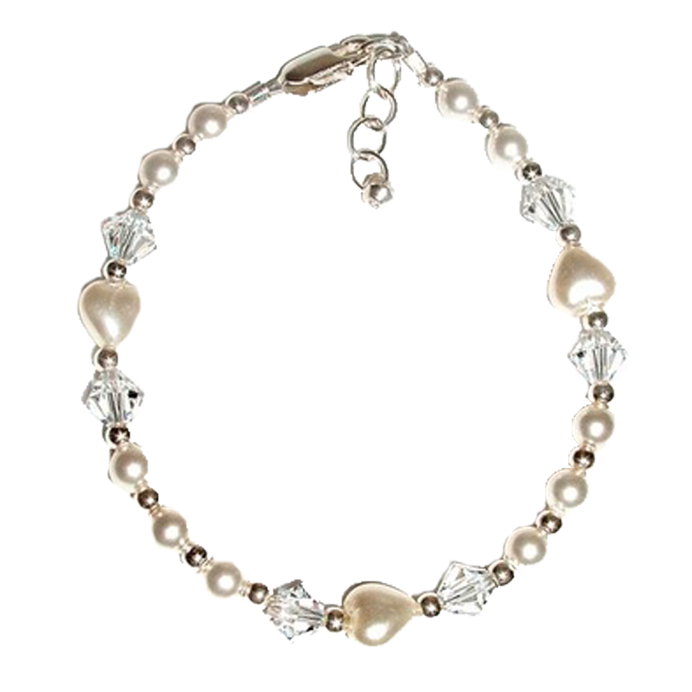 Baptism Bracelet (Pearl Hearts)