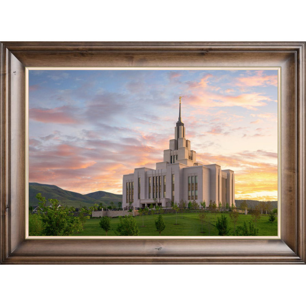 Saratoga Springs Temple - Summer Sunrise (44x32 Framed Canvas Print)