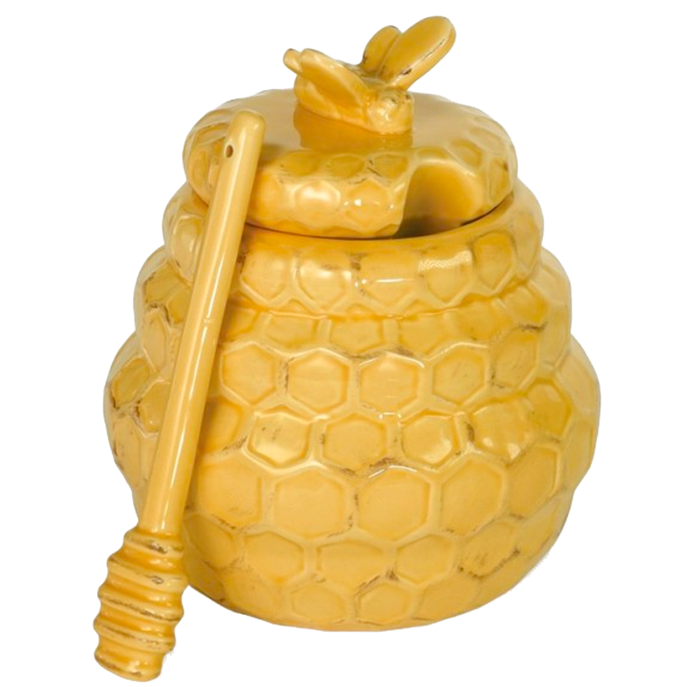 Honeycomb Honey Pot and Dipper