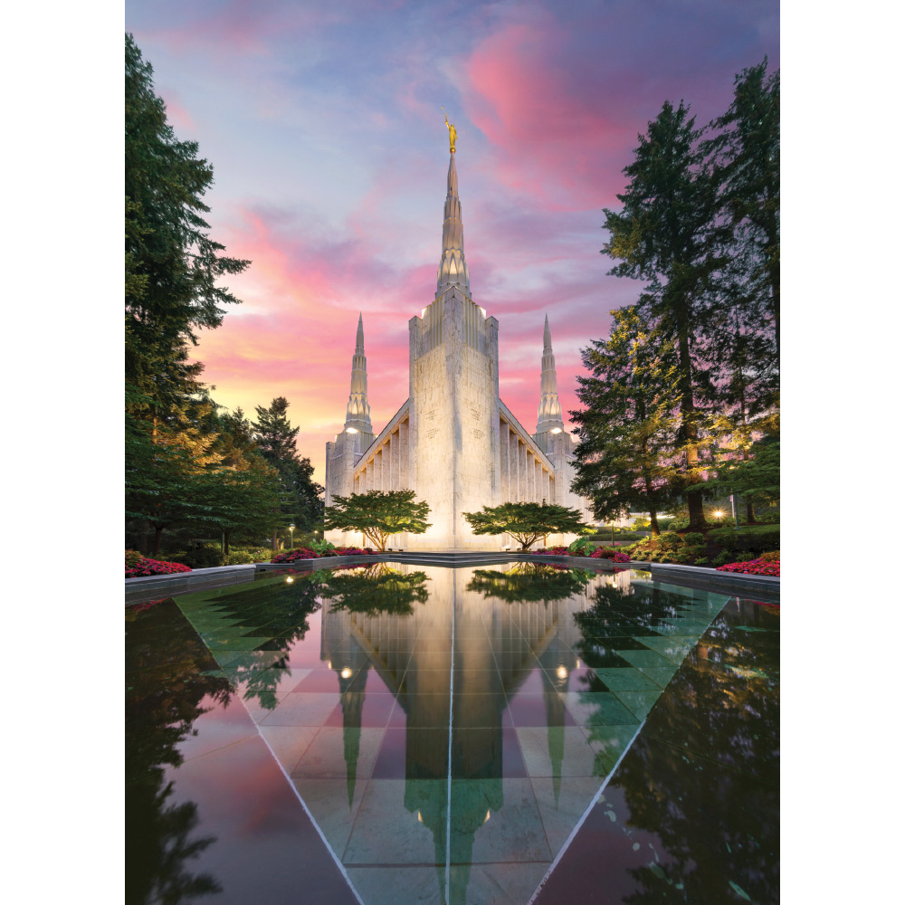Portland Oregon Temple - Sunset Reflection Print