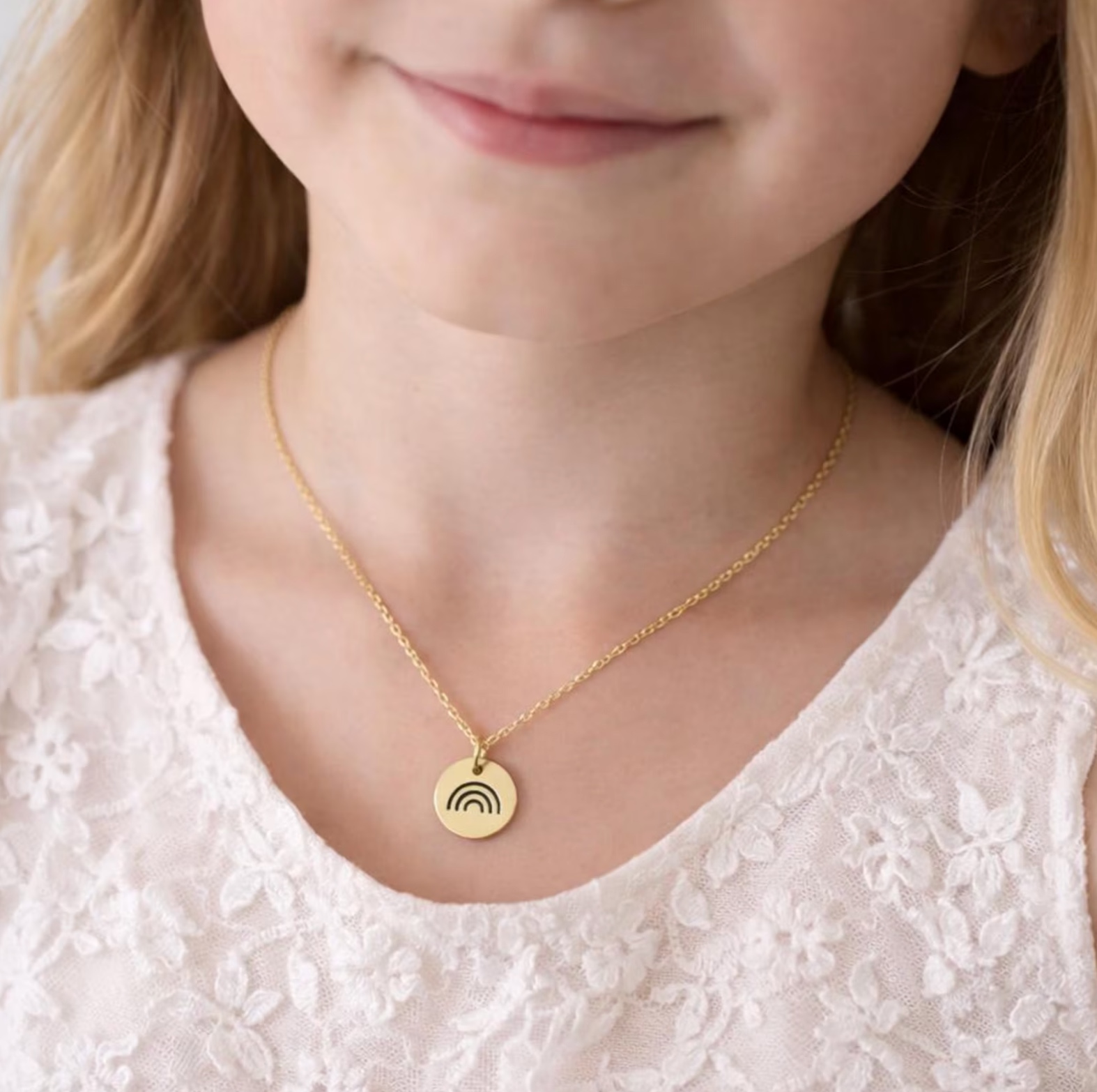 Spanish Rainbow Baptism Necklace, , large