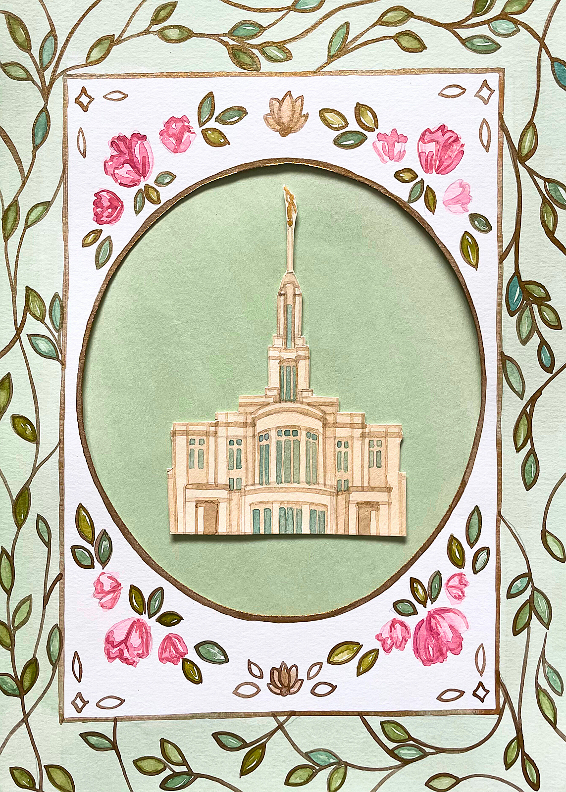 Payson Utah Temple Cottagecore Style Print