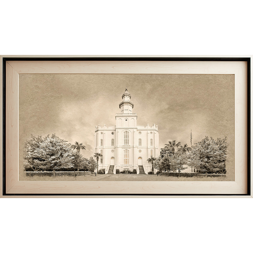 St. George Utah Temple, Light Wood (22x39 Framed Textured Paper)