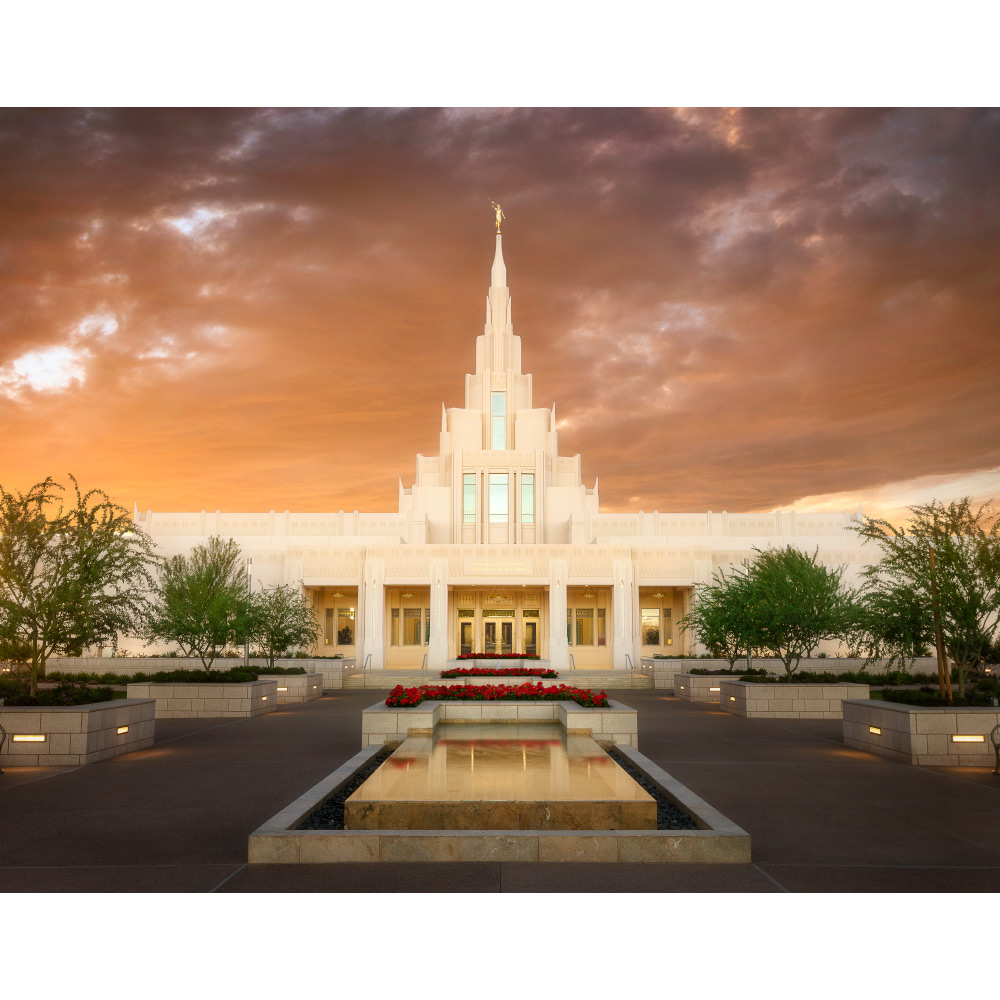 Phoenix Arizona Temple - Reflecting Pool Sunset Print (11x14)