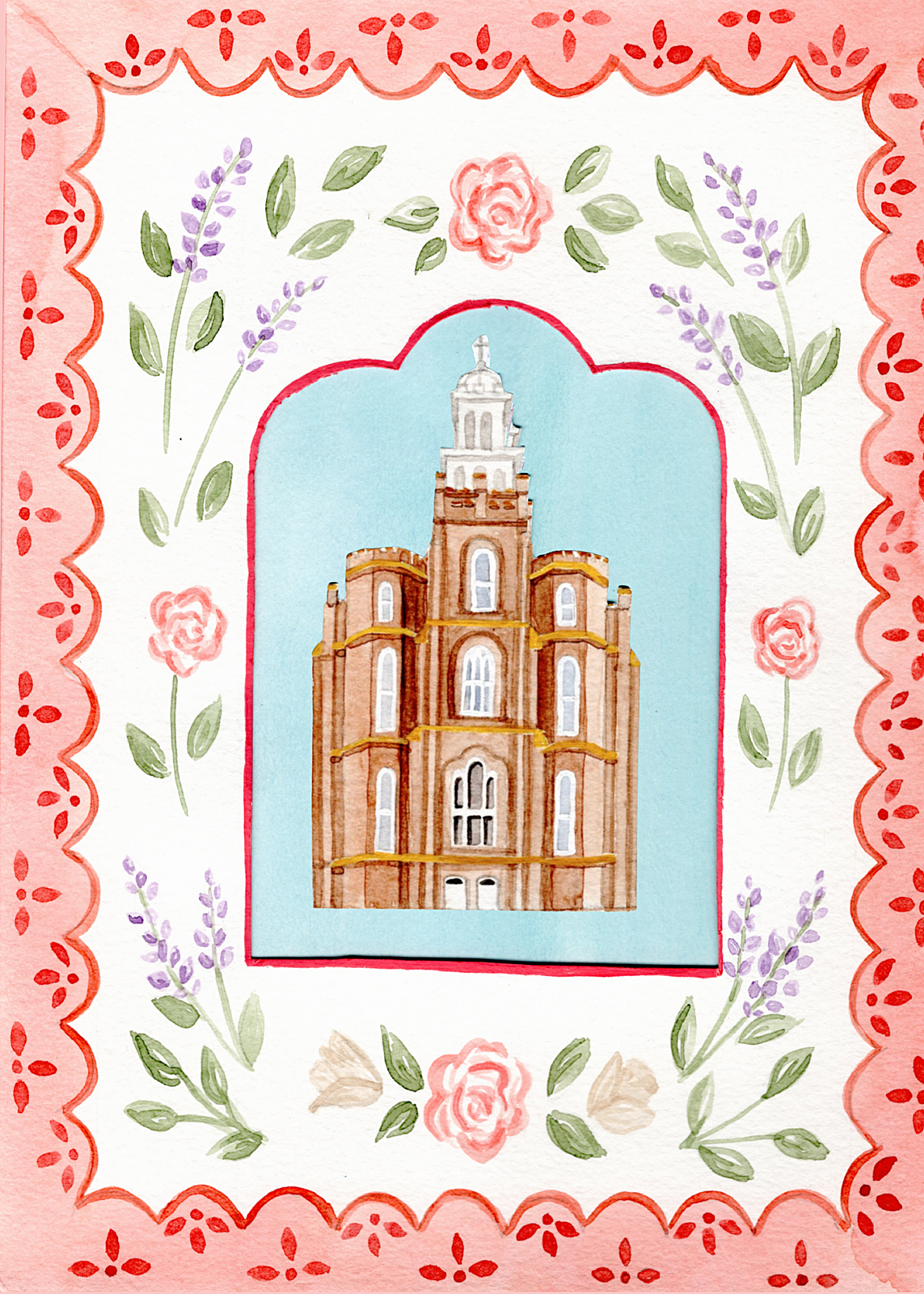 Logan Utah Temple Cottagecore Style Print