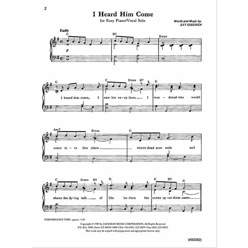 I Heard Him Come Easy Piano Solo, , large