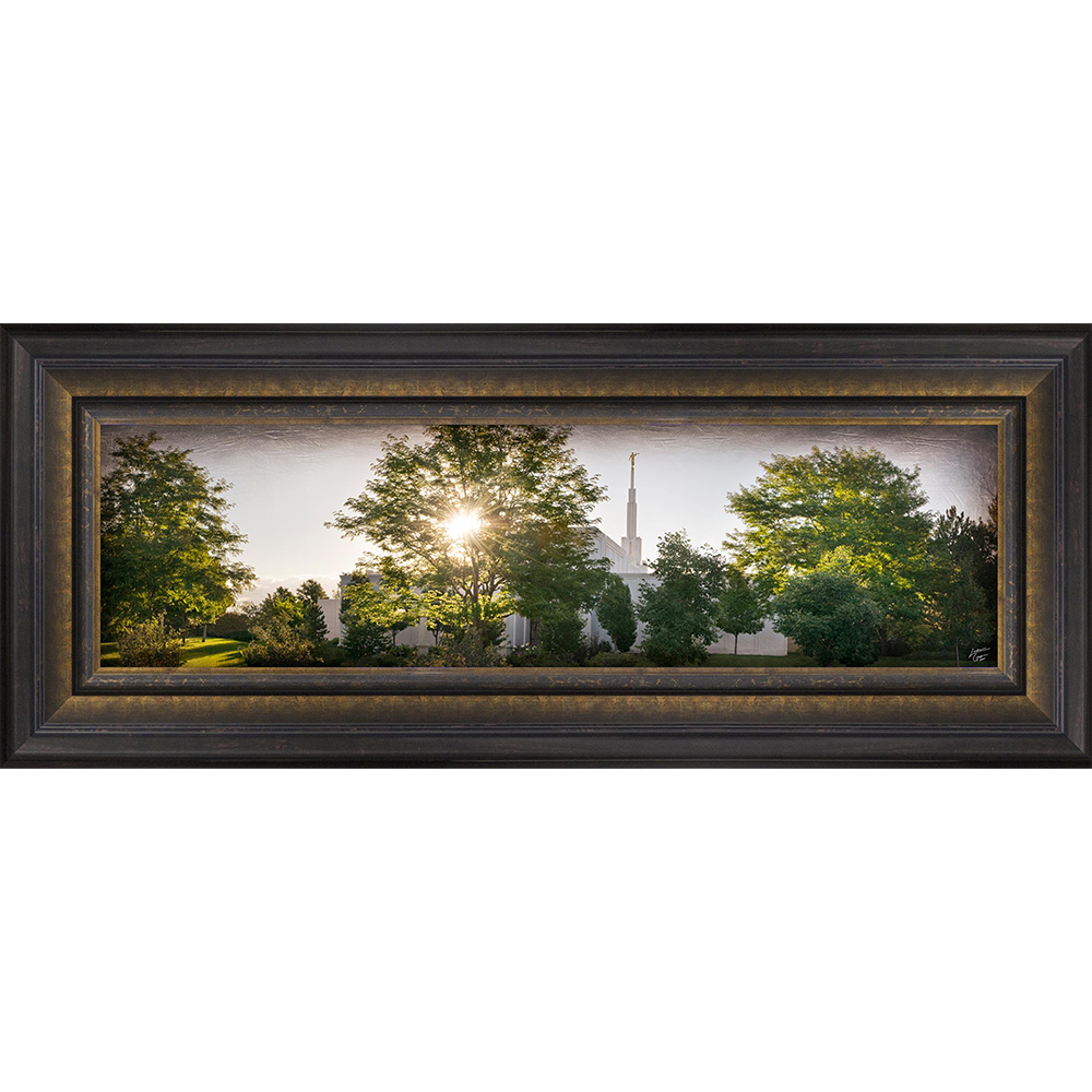 Denver Temple, the Day Dawn is Breaking (19x48 Canvas Framed Art)