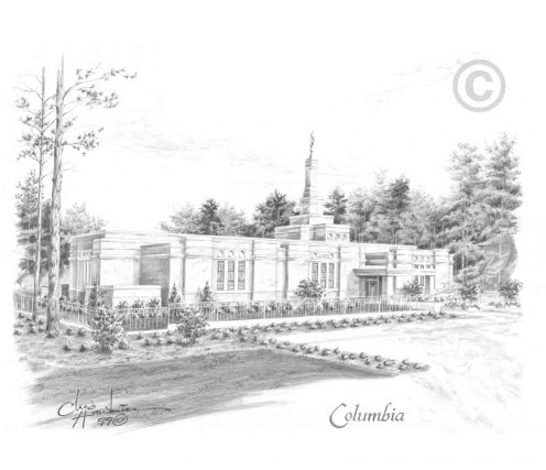 Columbia South Carolina Temple Sketch 11x14 Print