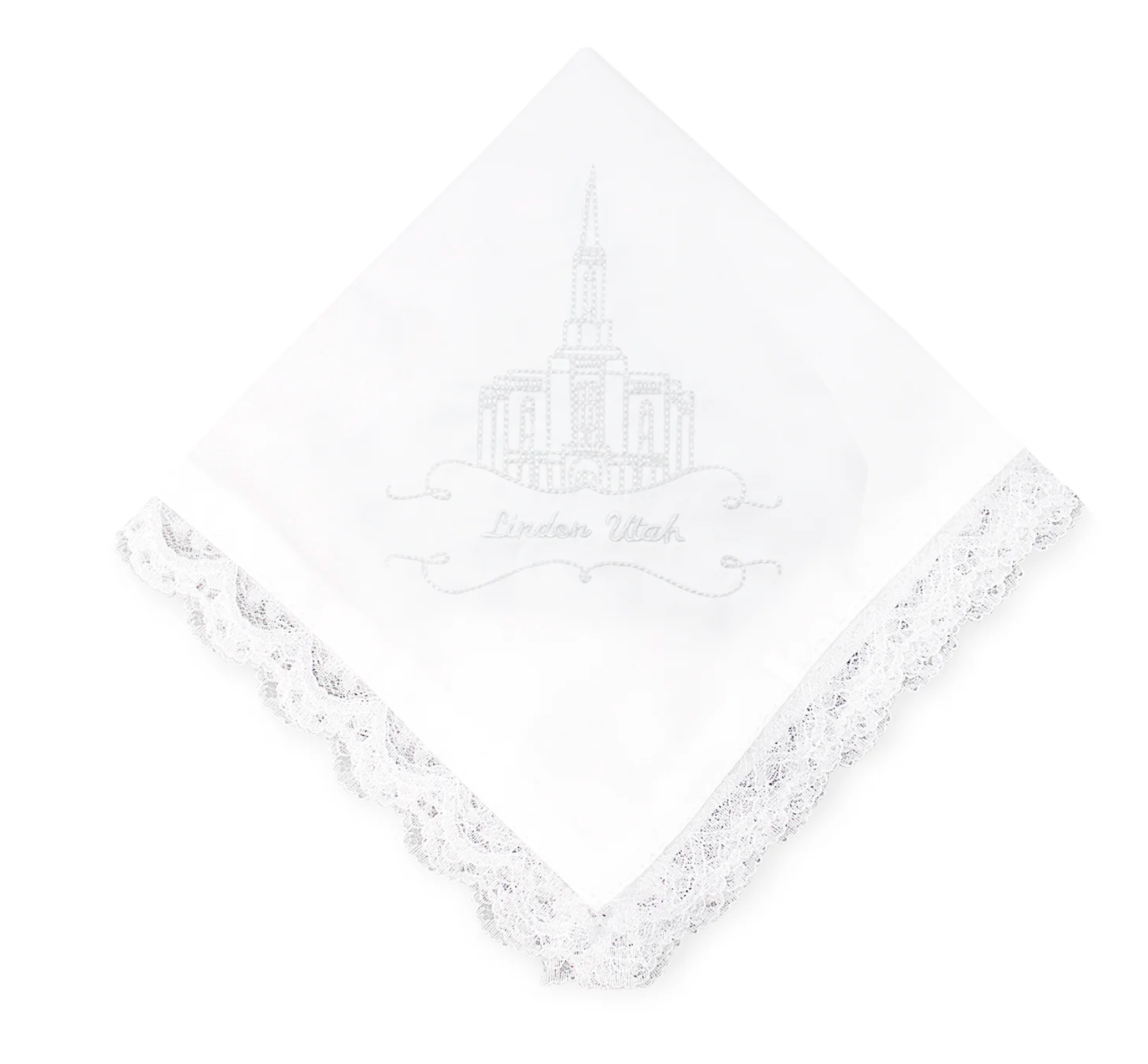 Lindon Utah Temple Handkerchief - Lace, , large image number 0