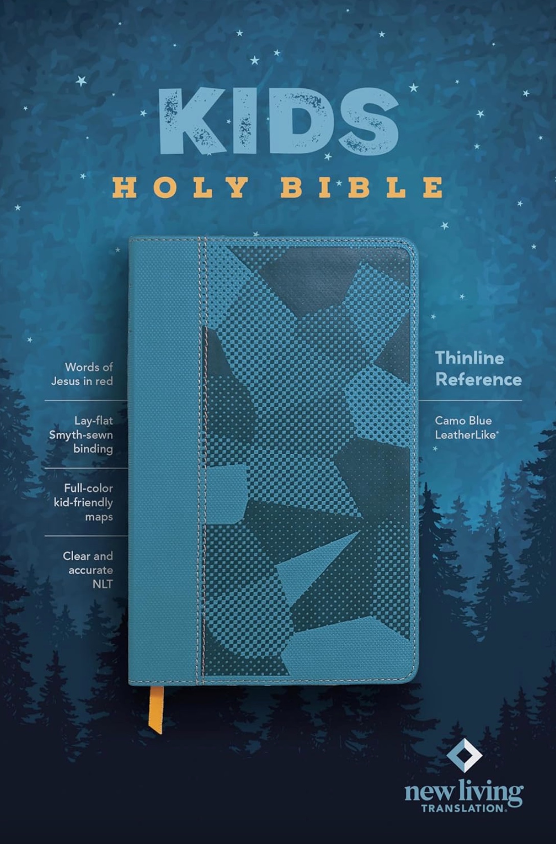 NLT Kids Bible, Thinline Reference Edition, Faux Leather, Camo Blue, , large