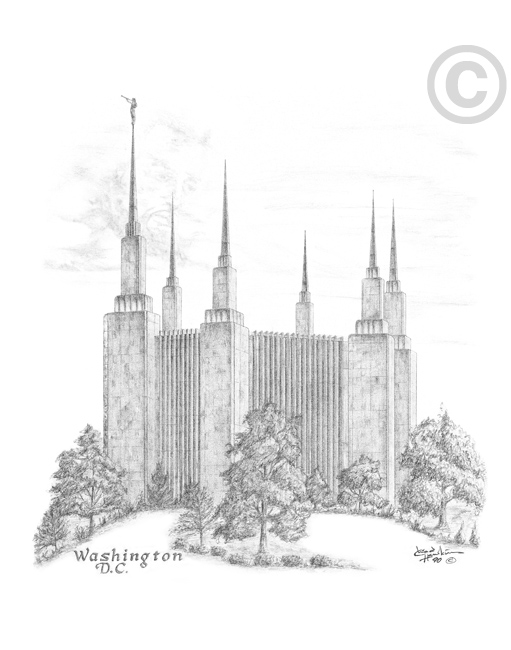 Washington, D.C. Temple Sketch 11x14 Print