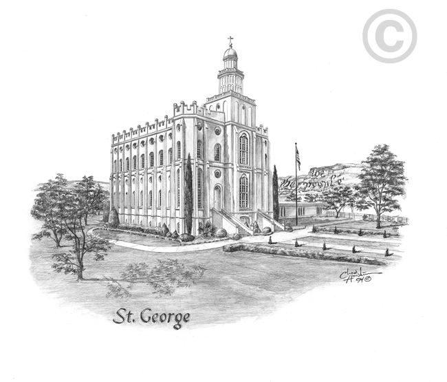 St. George Temple Sketch 11x14 Print
