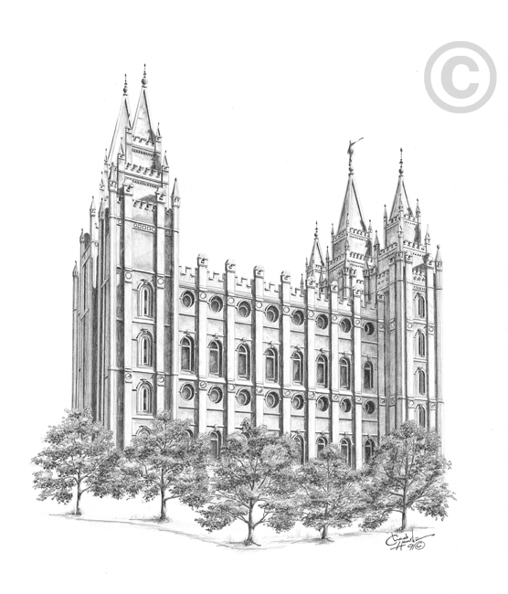 Salt Lake Temple Sketch - 5x7 Print
