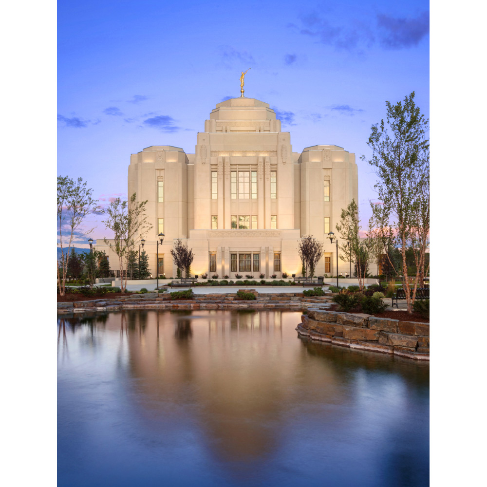 Meridian Idaho Temple -  Twilight Reflection Print