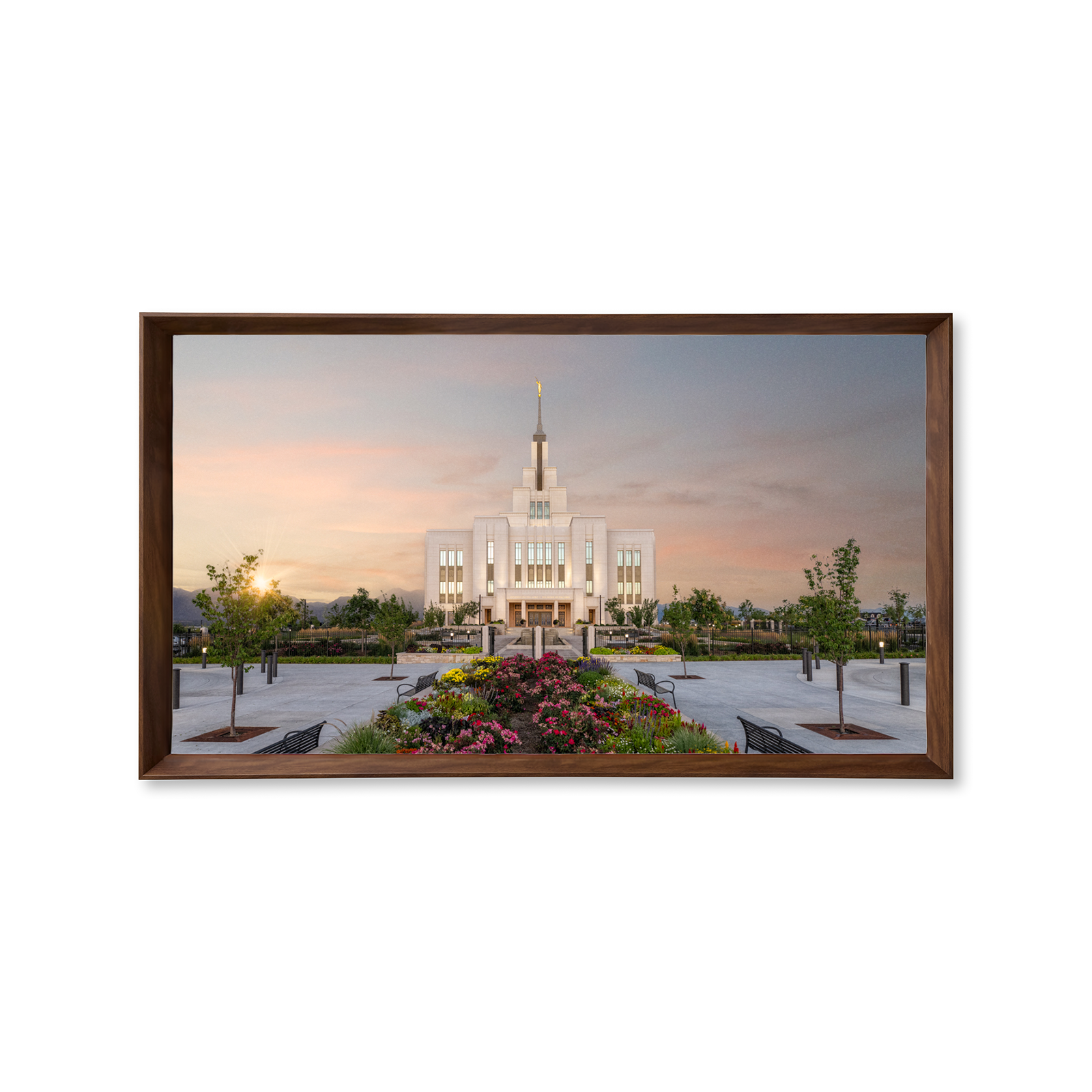 Saratoga Springs Utah Temple - Fire of the Covenant Series (25x43 Framed Canvas Print)