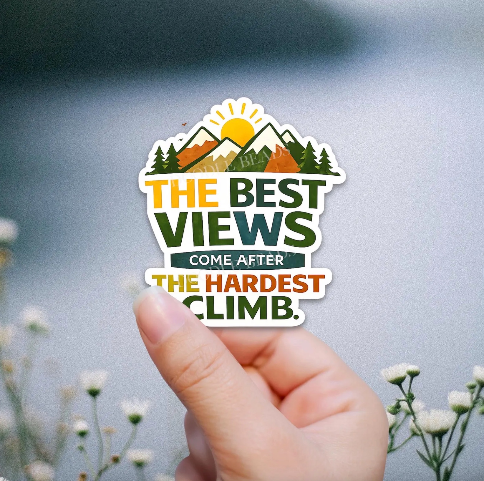 Best View Hardest Climb Sticker, , large