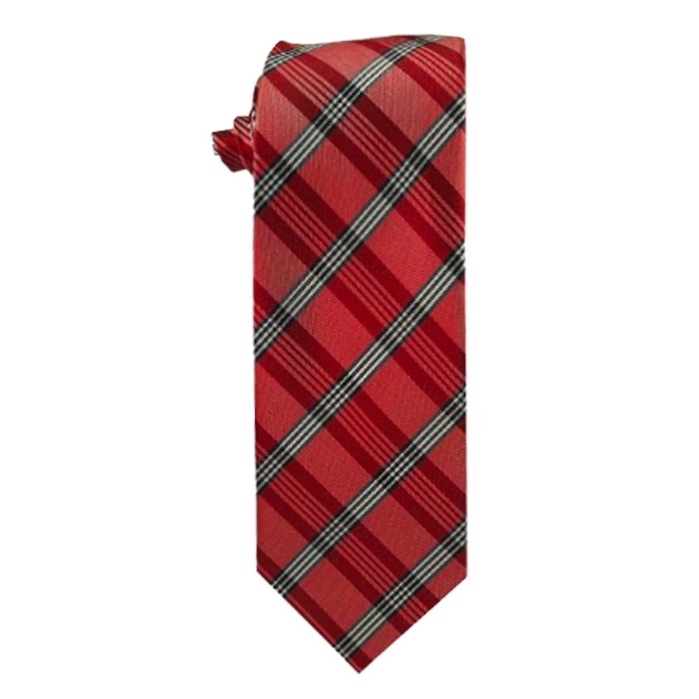 Youth Red and Black Plaid Necktie