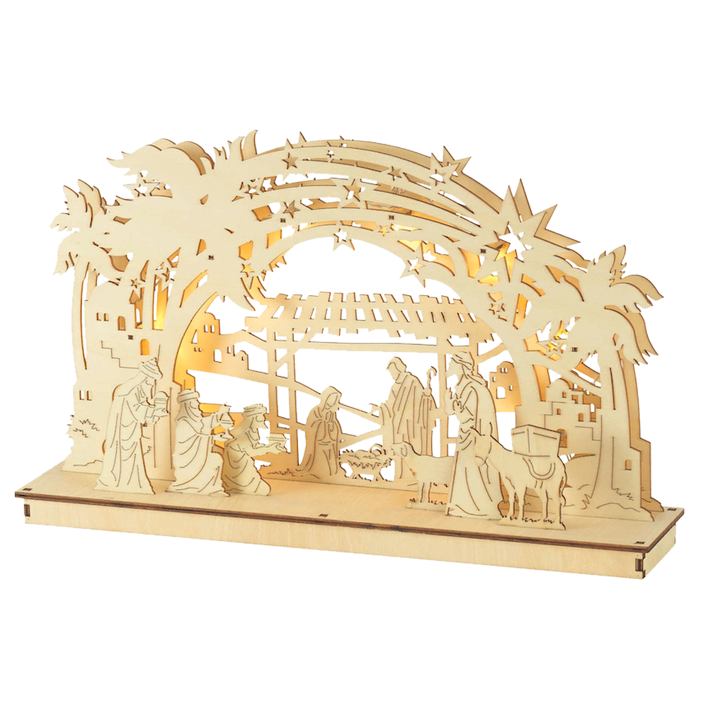 Light-up Silhouette Wood Nativity Scene, , large image number 0