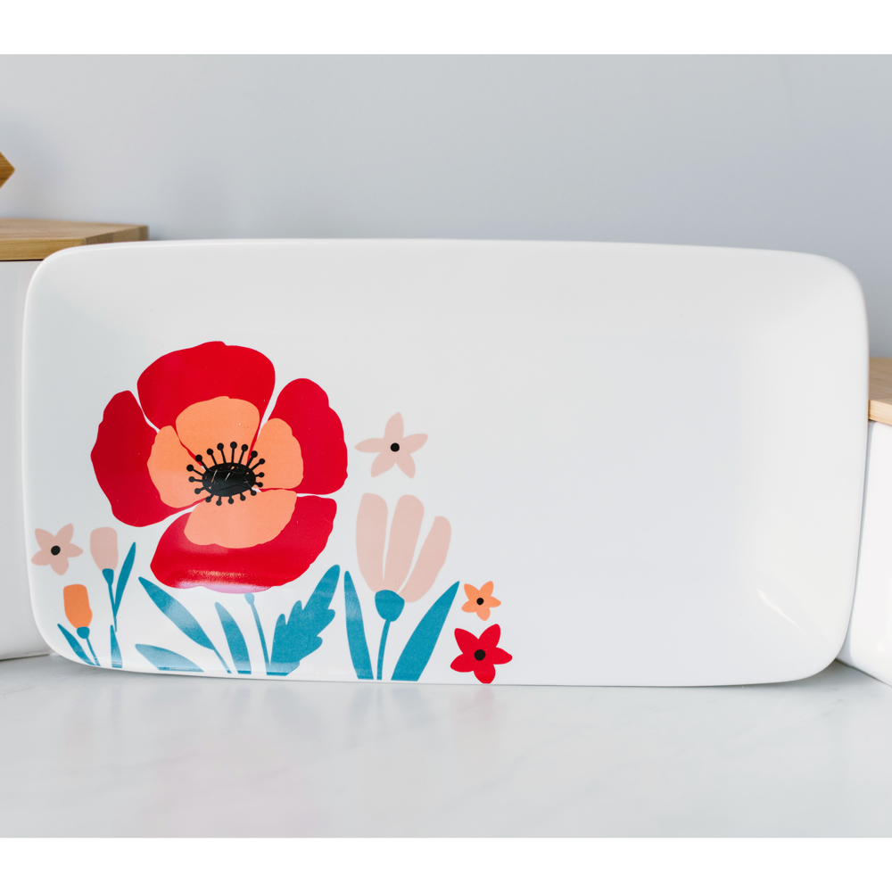 Floral Ceramic Tray, , large image number 1