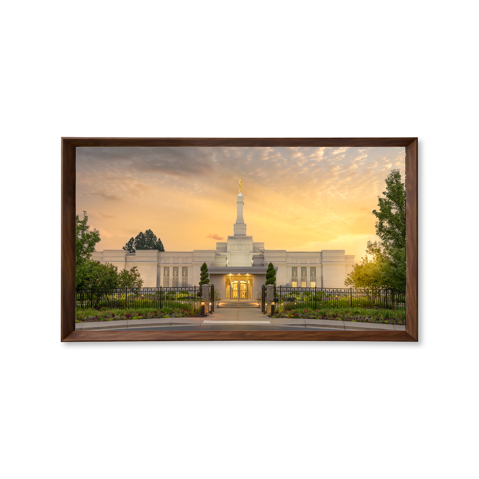 Spokane Washington Temple - Fire of the Covenant Series (25x43 Framed Canvas Print)