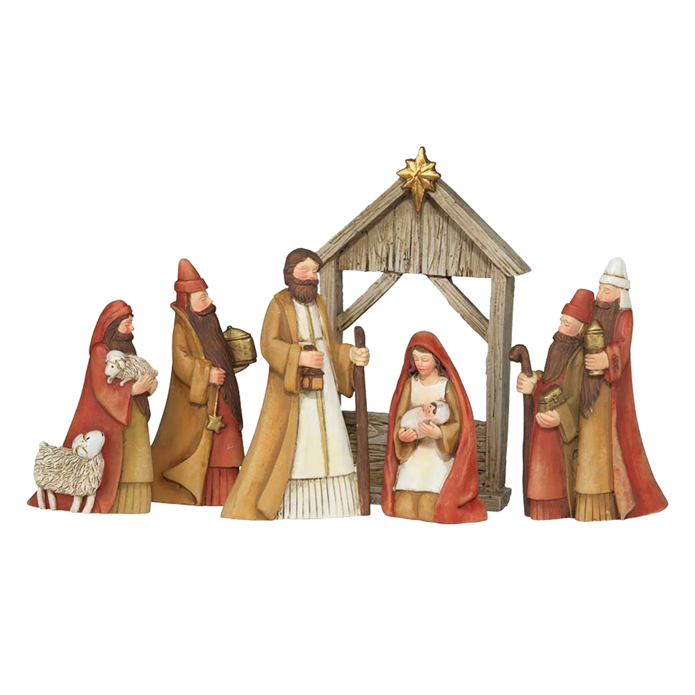 Slim Mantlepiece Resin Nativity Set, , large image number 0