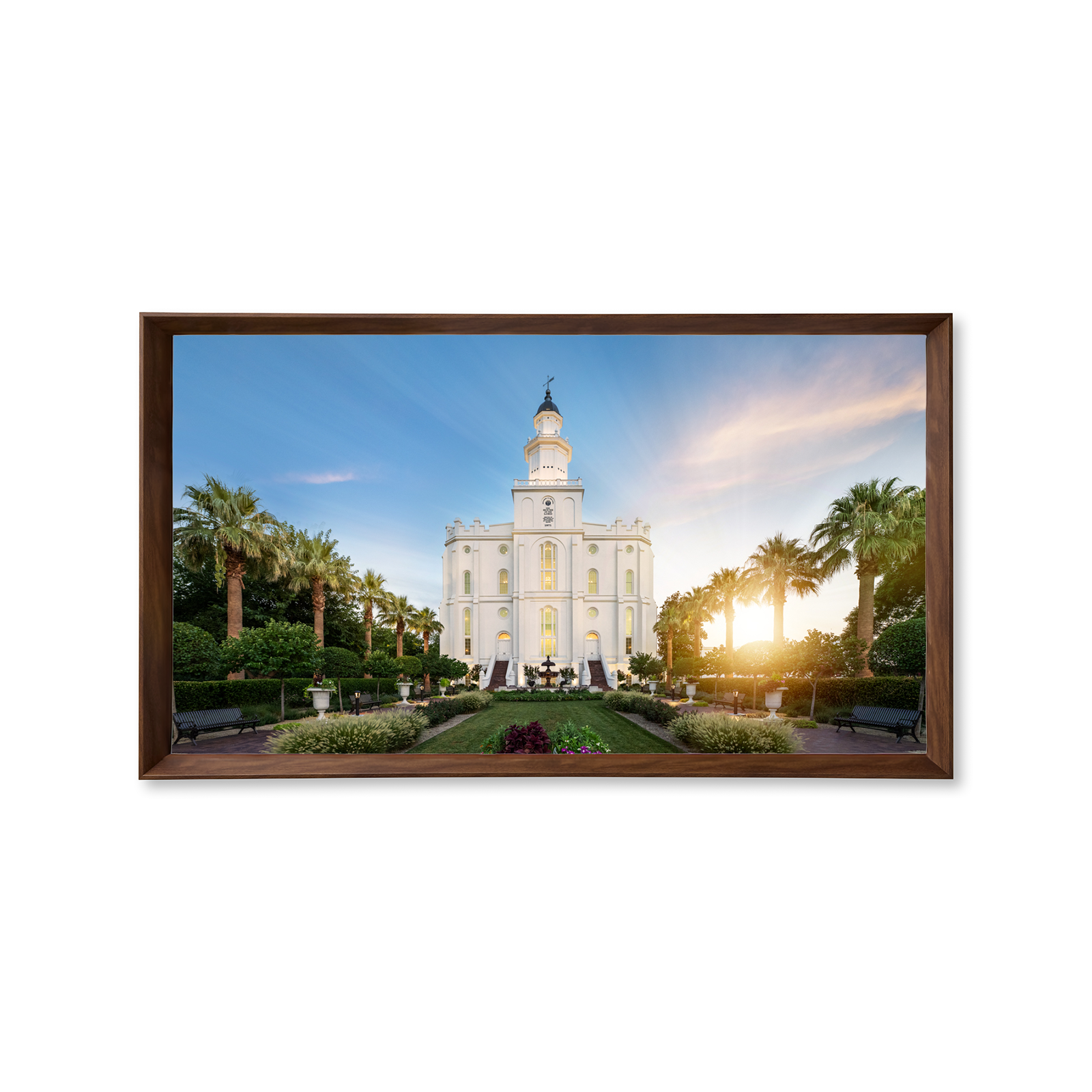 St. George Utah Temple - Fire of the Covenant Series (25x43 Framed Canvas Print)