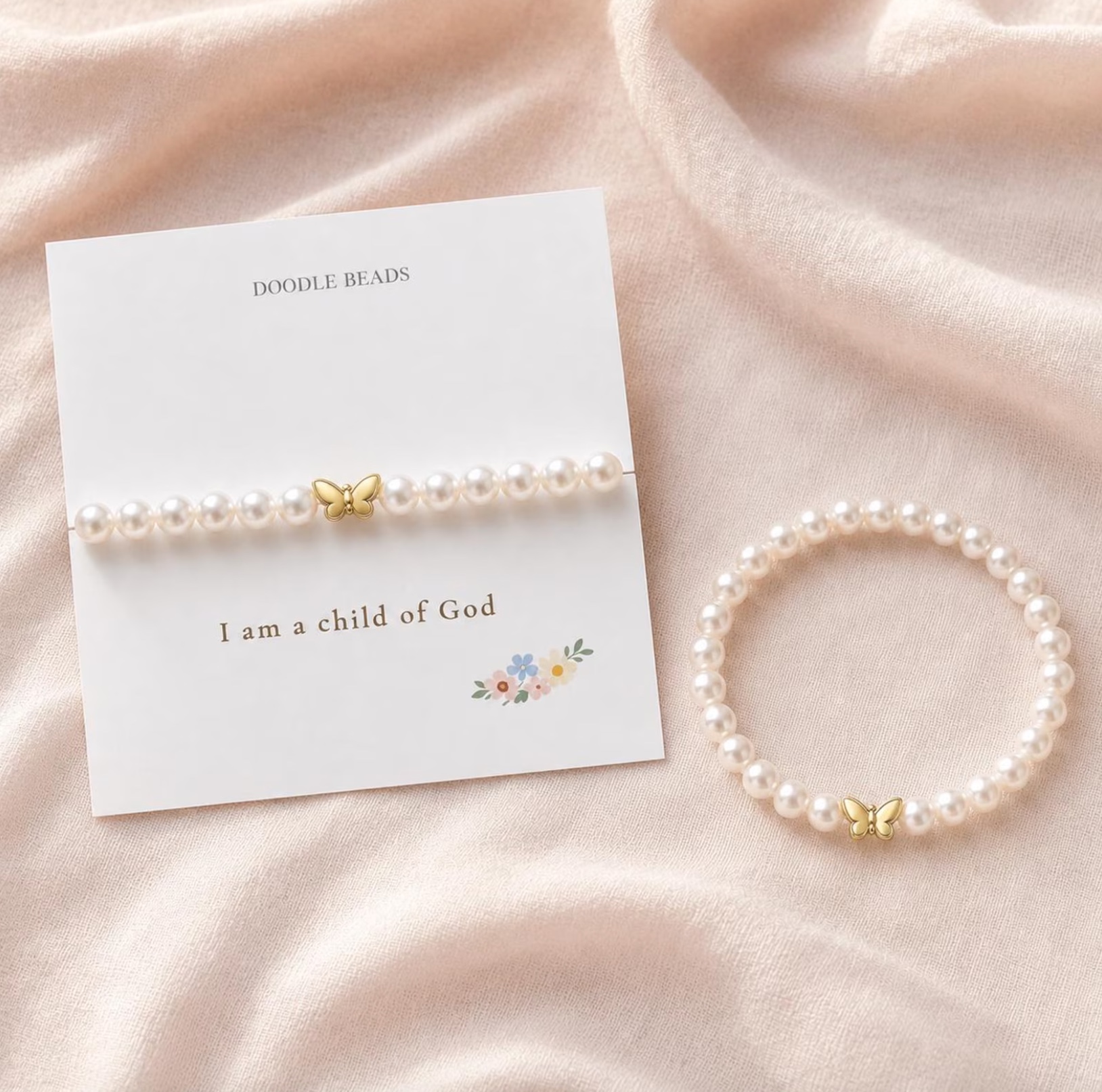 I Am a Child of God Butterfly Pearl Bracelet, , large image number 3
