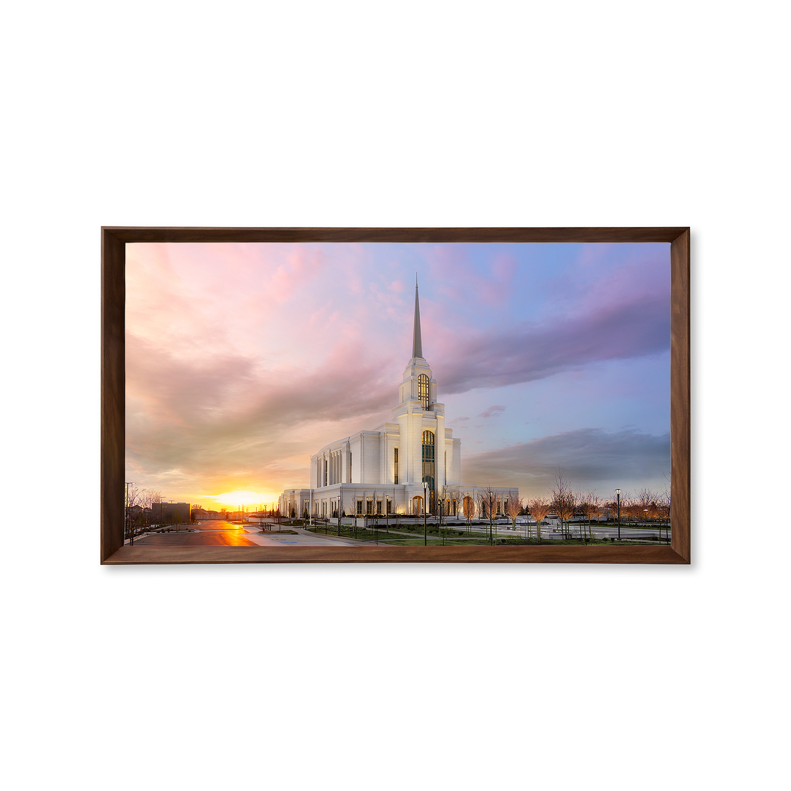 Syracuse Utah Temple - Fire of the Covenant Series (25x43 Framed Canvas Print)