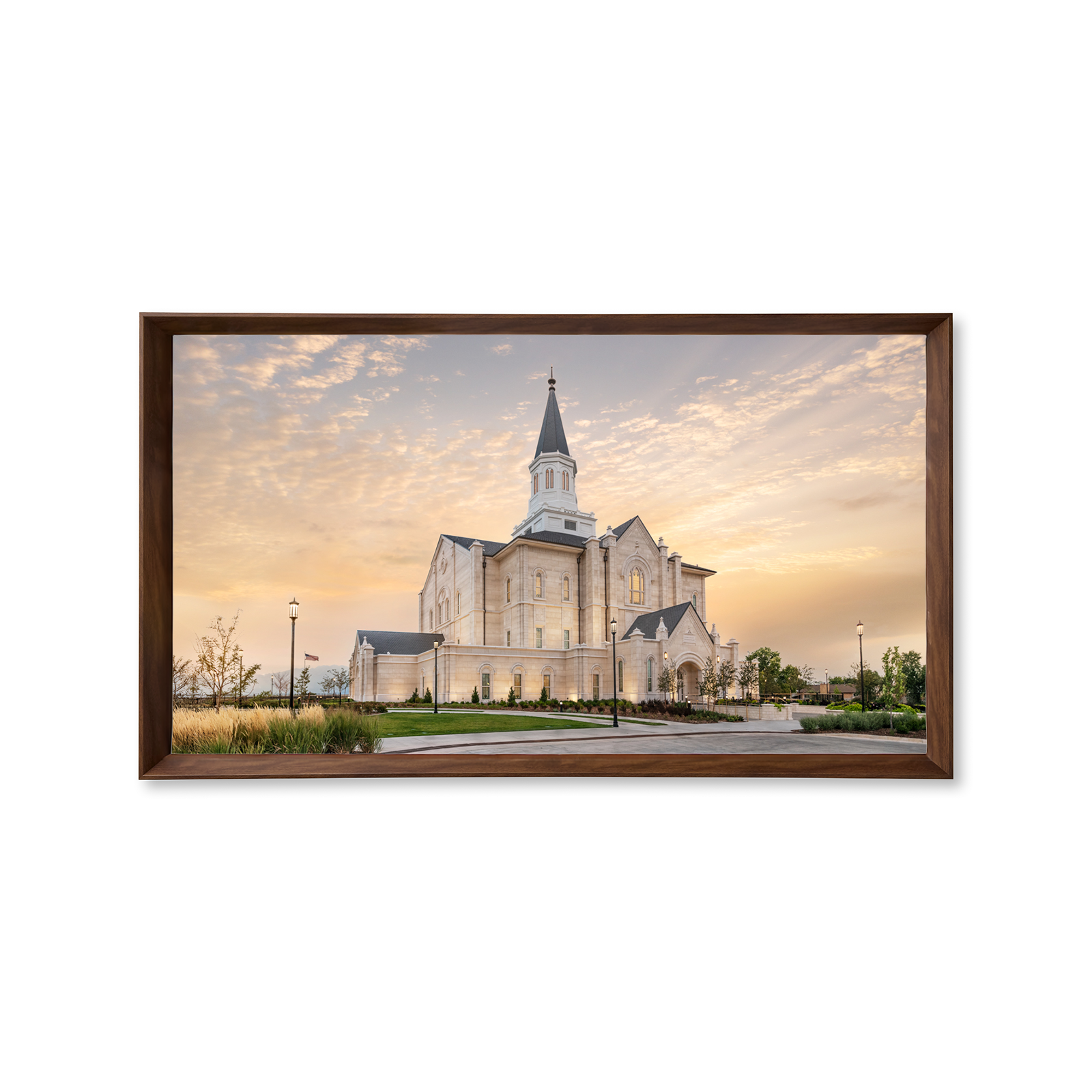 Taylorsville Utah Temple - Fire of the Covenant Series (25x43 Framed Canvas Print)
