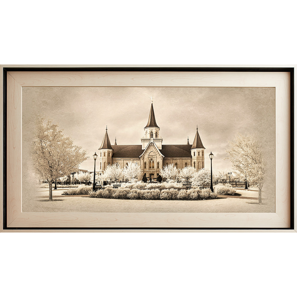 Provo City Center Utah Temple, Light Wood (22x39 Framed Textured Paper)