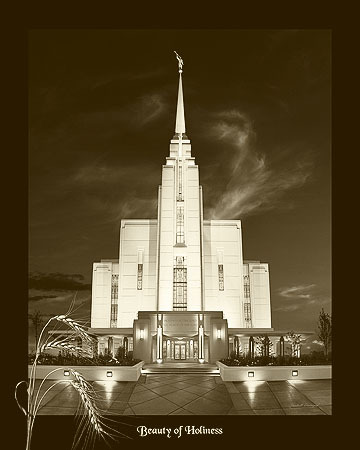Rexburg Idaho Temple - Beauty of Holiness Sepia Print