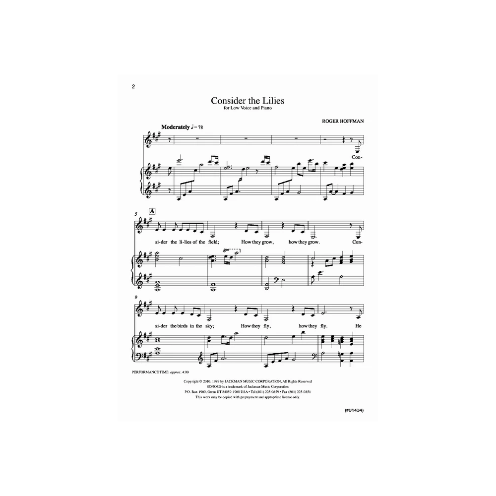 Consider the Lilies, Vocal Solo - Low Voice Sheet Music, , large