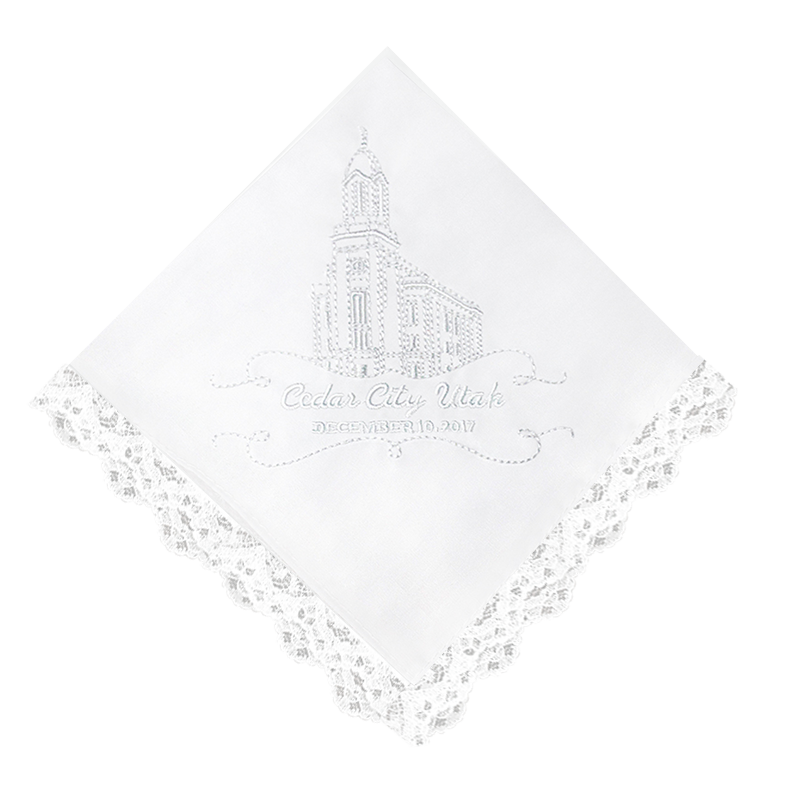 Cedar City Utah Temple Handkerchief - Lace, , large